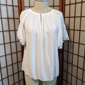 Ann Taylor Eyelet Flutter Sleeve blouse